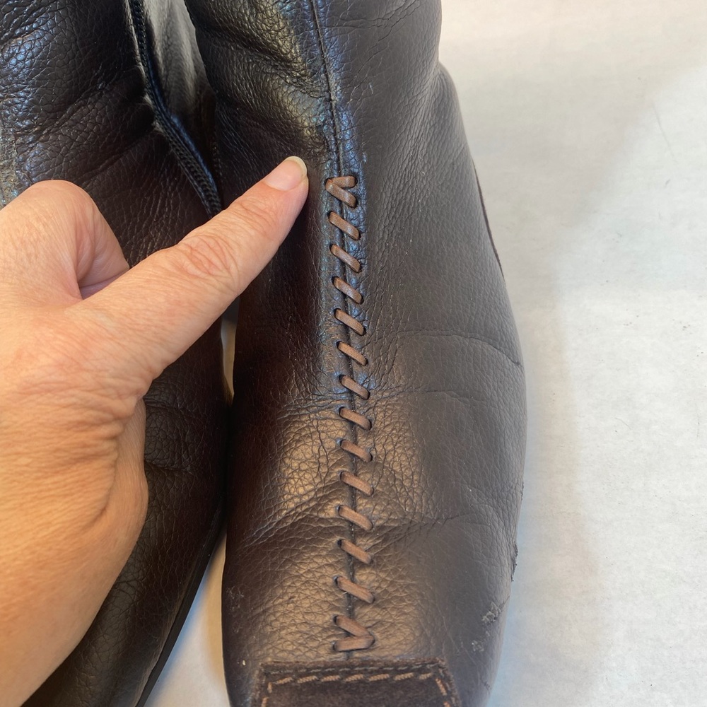 Elegant Brown Leather Women's Square Toe Boots Size 10 - Picture 4 of 12